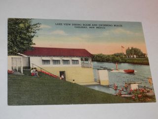 Carlsbad Nm - Rare Old Postcard - Lake View Dining Room And Swimming Beach