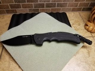 Cold Steel Knife Model Recon 1 Folding Blade 4 Inch Black Blade With Lanyard