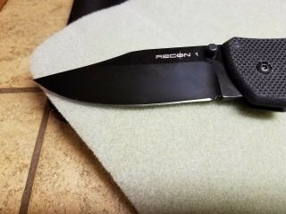 Cold Steel Knife Model Recon 1 Folding Blade 4 inch Black Blade with lanyard 3