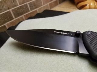 Cold Steel Knife Model Recon 1 Folding Blade 4 inch Black Blade with lanyard 4