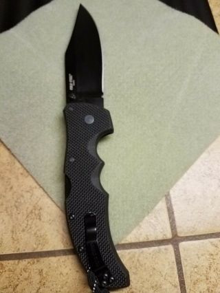 Cold Steel Knife Model Recon 1 Folding Blade 4 inch Black Blade with lanyard 6