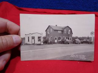 Rppc Postcard 7.  Vintage Gas Station Ace Of Clubs Sagola Mich