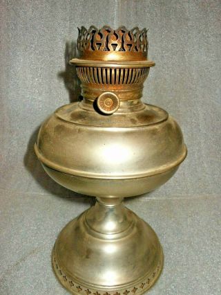 Vintage Rayo Nickel Plated Pedestal Oil / Kerosene Farm House Lamp