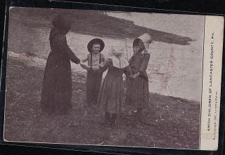Antique Vintage Rppc Postcard Amish Children Of Lancaster County Pa 1910