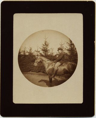 Early Kodak No 1 Vintage Round Photo Elegant Horseman Rider On Horse