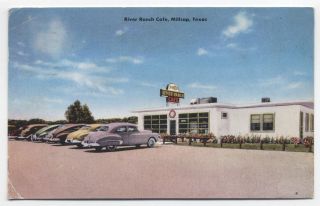 Tx Cars At River Ranch Cafe Millsap Texas 1960 Parker County Postcard