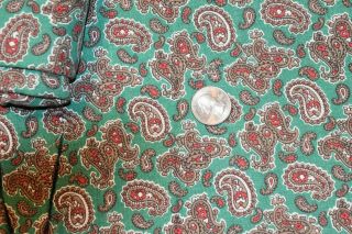 2 Feed Sacks Quilt Sewing Fabric Sewn As Bag & Opened Emerald Green Paisleys,