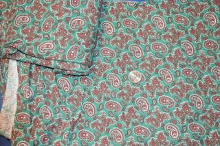2 feed sacks quilt sewing fabric sewn as bag & opened emerald green paisleys, 2