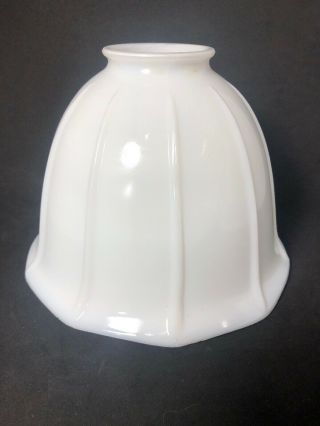 Vintage Milk Glass Lamp Shade With Ribbed Sides 2 1/4” Fitter 5G 2