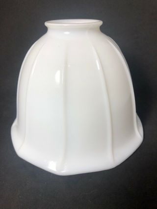 Vintage Milk Glass Lamp Shade With Ribbed Sides 2 1/4” Fitter 5G 3