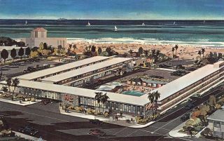 Surf Rider Inn Santa Monica,  California Ocean Avenue Ca 1950s Vintage Postcard