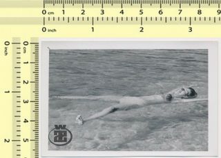 008 Abstract Scene,  Bikini Woman Floating On Back Beach Old Photo