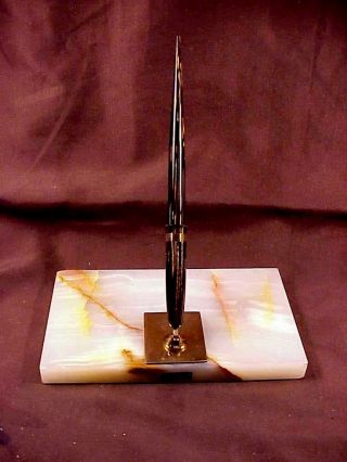 Sheaffer Lifetime Triumph Desk Pen Set,  Onyx Base,  Golden Brown Pen,  C1941