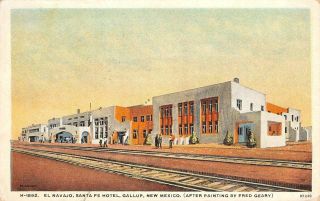 El Navajo,  Santa Fe Hotel,  Gallup,  Mexico Geary 1926 Fred Harvey Postcard