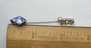Vintage Sterling NU PHI MU Sorority Torch Chained to BETA SIGMA PHI Pledge Pin 5