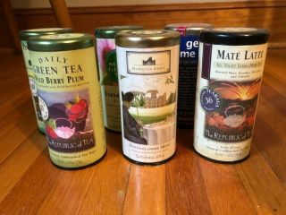 6 Six Empty Republic Of Tea Teavana Loose Leaf Tea Cantainer Jar Canister Tin