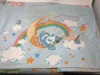 Vintage Care Bear Twin Sheet Set Pillowcase Flat Fitted Sheets Bed Set 1980s