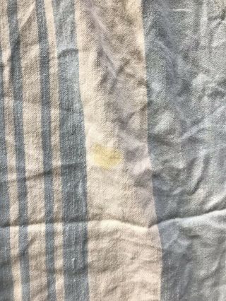 Vintage Cotton Camp Reversible Blanket Blue Stripe 150” X68” Extra Long Cutter 2