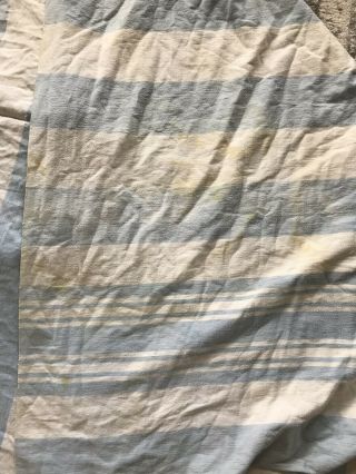 Vintage Cotton Camp Reversible Blanket Blue Stripe 150” X68” Extra Long Cutter 4