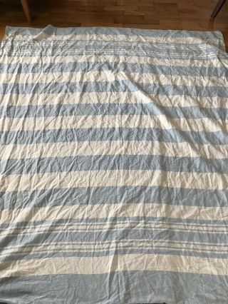 Vintage Cotton Camp Reversible Blanket Blue Stripe 150” X68” Extra Long Cutter 5