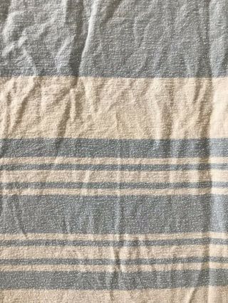 Vintage Cotton Camp Reversible Blanket Blue Stripe 150” X68” Extra Long Cutter 6