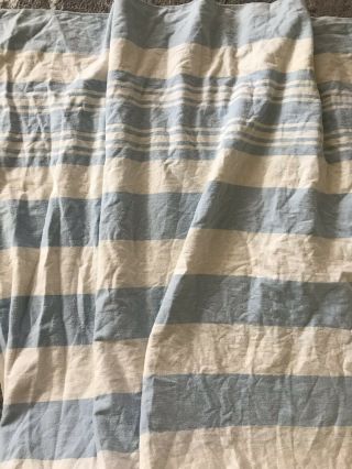 Vintage Cotton Camp Reversible Blanket Blue Stripe 150” X68” Extra Long Cutter 7