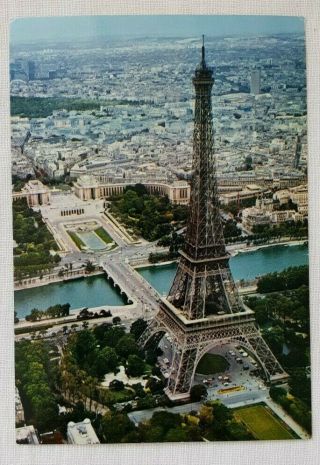 Vintage Postcard Eiffel Tower Paris France Seine River Palais De Challiot