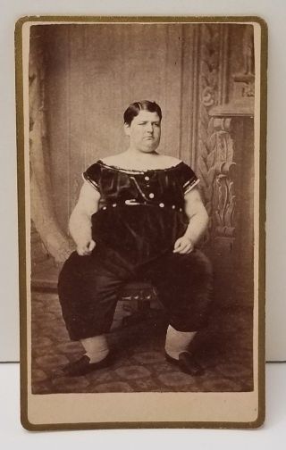 Antique Cdv John H Craig Powers Circus Carnival Attraction Of Morbidly Obese