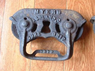 ANTIQUE F.  E MYERS SURE GRIP PULLEY HAY TROLLEY - ANTIQUE PULLEY 3