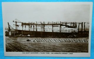 C1910 Steam Boat Cunard Lines Queen Mary Ship Yard Postcard
