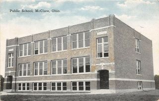 Ohio Postcard 1917 Mcclure Public School Building