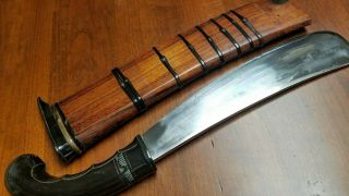 Golok Kelapa Machete Custom Made Fixed Blade Decorative Wood Scabbard