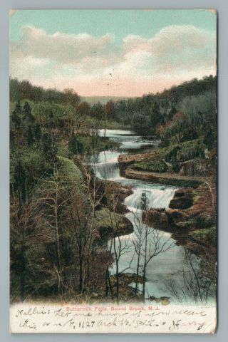 Buttermilk Falls Bound Brook Jersey Udb Antique Jacob Byer Postcard 1907