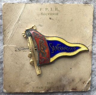Great 1915 Panama - Pacific International Expo Enamel Pennant Brooch From Sf Ppie