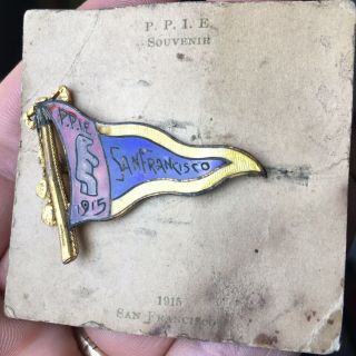 GREAT 1915 Panama - Pacific International Expo Enamel Pennant Brooch from SF PPIE 7