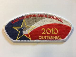 Rare Sam Houston Area Council Centennial Csp 2010 No Fleur - De - Lis White Border