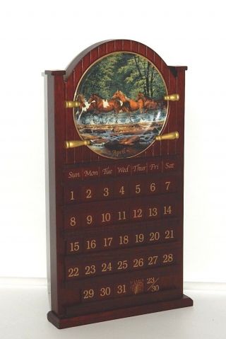 Danbury " Horses For All Seasons " Perpetual Calendar Stand With April Plate