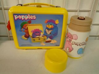 Vintage Aladdin Popples Plastic Lunchbox Complete W/ Thermos Hand Tag