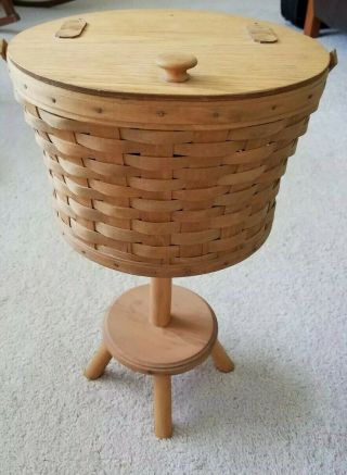 1985 Longabeger Sewing Basket With Stand