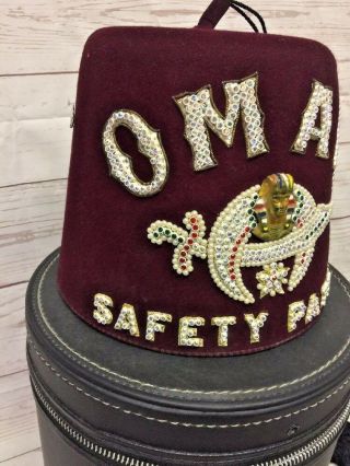 Shriners Omar Shrine Safety Patrol Hat Awesome Crystal Work One Of Kind 3