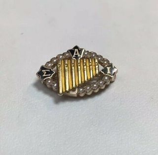10k Gold 1958 Sigma Alpha Iota Fraternity Pin With Seed Pearls