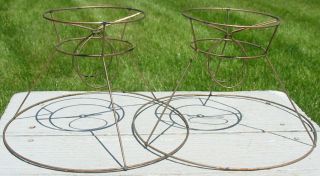 2 Vintage Metal Wire Lamp Shade Frame Light Bulb Clip Victorian Skirt Style Old
