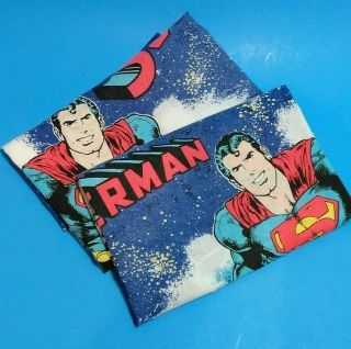 2 Vintage Superman Flying Man Of Steel Dc Comics Standard Pillowcases 1978