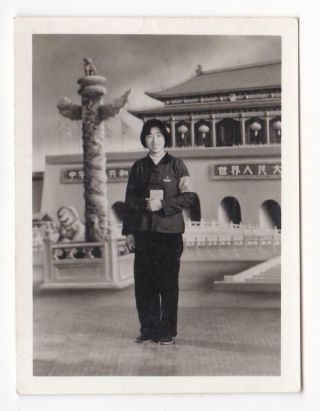 Cultural Revolution Red Guards Girl Studio Photo China Tiananmen Backdrop