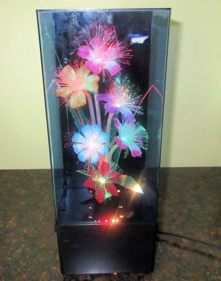 Vtg 1980s Fiber Optic Light Music Box Lamp Color Changing Flowers 14 " Lullabye