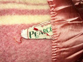Pearce Vintage 100 Wool Blanket 68” Across (satin Trim) By 70” Long Peach Plaid