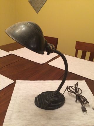 Vintage Eagle Gooseneck Table Desk Lamp Cast Iron Art Deco Industrial