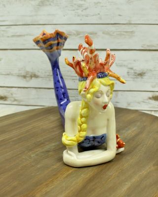 Diane Artware Come Dream With Me Large Ceramic Mermaid Tea Light Candle Holder