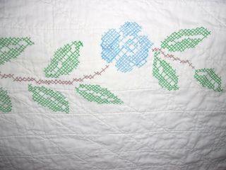 Vintage Handmade Cross Stitch Bedspread Quilt 82 