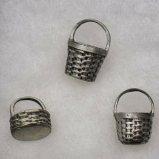 3 Tiny Pewter Baskets Longaberger Replicas Made By Charlene Cuckovich 1